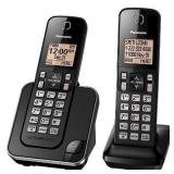 Panasonic 2 Handset Cordless Phone - Black (KX-TGC