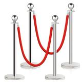 Stainless Steel Stanchion Post Queue,5 ft Red Velv