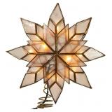 Kurt Adler 8.5-Inch Capiz Star Tree Topper with 10