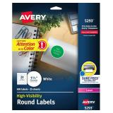 White Round High Visibility Labels with Sure Feed