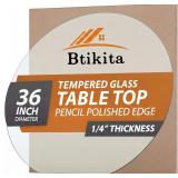 36' Tempered Glass Table Top Round Transparent Tab