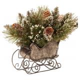 National Tree 10 Inch Glittery Bristle Pine Sleigh