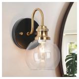 KSANA Black Gold Sconce, Modern Globe Wall Sconces