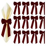 Bow Napkin Rings Set of 12 Luxury Soft Burgundy Ve