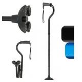 Medline Offset Folding Cane, 4-Point Base With Cus