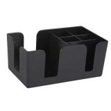 Winco Condiment Caddy, 6 Compartment, Plastic, Bla