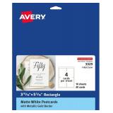 Avery Postcards with Metallic Gold Borders, 3-15/1