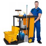 tonchean Commercial Janitorial Cart 3 Shelf Housek