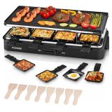 FOHERE Raclette Grill, 2 in 1 Raclette Table Grill