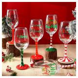 Boao Set of 6 Christmas Wine Glasses Festive Santa