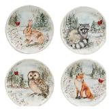 Winter's Walk Multi-Colored Dessert Plates Set of