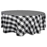 DII 70' Round Cotton Tablecloth, Black & White Buf