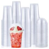 Lilymicky 100 Sets 12 oz Clear Plastic Cups With D