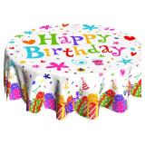 Happy Birthday Tablecloth Round 60 inch Birthday T