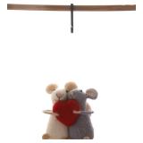 Creative Co-Op Wool Felt Mice Holding Red Heart Or