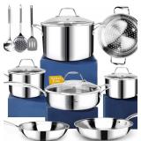 HOMICHEF 14-Piece Nickel Free Stainless Steel Cook