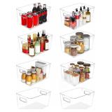 Set of 8 Clear Plastic Storage Bins, Stackable Sto