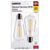 Satco S21870 8 Watt ST19 LED Bulb, Clear: Medium B