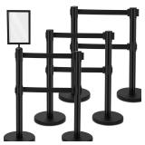6 Pcs Crowd Control Stanchions Set Stainless Steel