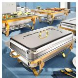 Amhier FXCLG 8QT Gold Stainless Steel Chafing Dish