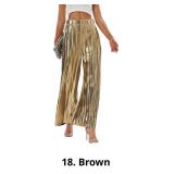 heipeiwa Women's Shiny Pleated Wide Leg Pants Part