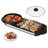 Hot Pot Electric with Grill, 2 in 1 Smokeless Non-