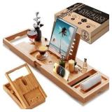 Foldable Bath Caddy Tray for Relaxing Soaks with S