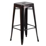 30 in. Black and Antique Gold Metal Bar Stool