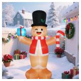 Christmas Inflatables Gingerbread Man with Gift Bo