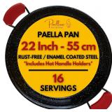 Paelluxe Paella Pan   Enamelled, No-Rust Steel Ski