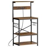 SUPERJARE Kitchen Bakers Rack with Power Outlet, C