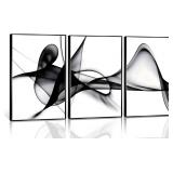 YCXDMJ 3pcs Black and White Abstract Wall Art Eleg