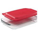 Pyrex Basics 3 QT Glass Baking Dish With Plastic L