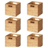 SpaceAid 6 Pack Wicker Storage Baskets, Woven Ratt