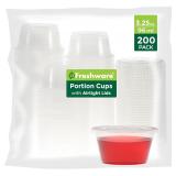 Freshware Plastic Portion Cups with Lids 3.25 Ounc