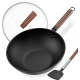 Carbon Steel Wok - Including Glass Cover and Silic