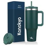 Konokyo 40 oz Tumbler with Handle and 2 Straws,2 i