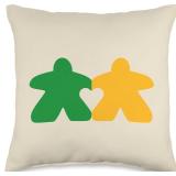 Meeples in Love, Green & Yellow Throw Pillow