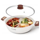 Hot Pot with Divider, Non-Stick Shabu Shabu Pot, D