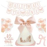 Baby Girl Half Birthday Decorations - Pink Bow Bir