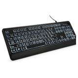 Large Print Backlit Keyboard, USB Wired Computer K