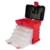 7 in. W Red and Black Plastic 4-Drawer Small Parts