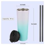 Konokyo 30 OZ Insulated Tumbler with Lid and 2 Str