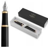 Parker IM Fountain Pen, Black Lacquer Gold Trim, F