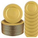 Jinei Charger Plates, 100Pcs Gold Plastic Reusable