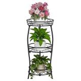 VECELO 3 Tier Metal Outdoor Plant Stand Indoor, Ru