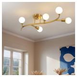 Gold Modern Sputnik Ceiling Light Fixture 5-Lights