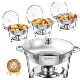 Chafing Dish Buffet Set 4 Pack, 5 QT Round Chafing