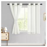 Hiasan Sheer Curtains for Bedroom with Tiebacks, G