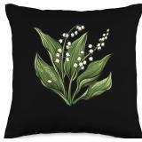 Lily Of The Valley Retro Throw Pillow